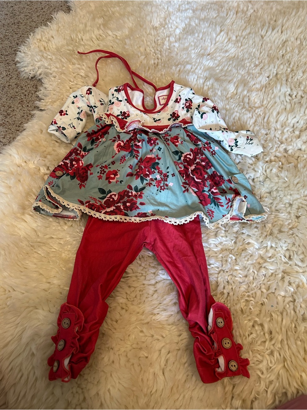 Cheeky Plum Floral Top and Magenta Leggings Baby Set